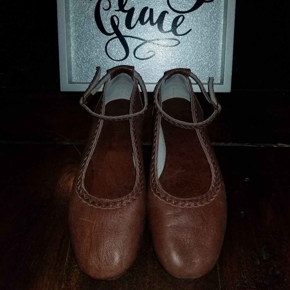 Handmade Balielf Brown Leather Ballet Flats 8.5